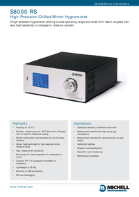 Thumbnail of document Data Sheet - S8000-RS Chilled Mirror Hygrometer